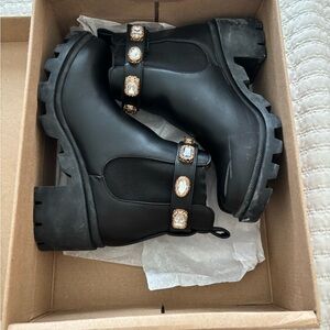 Steve Madden Black Boots with Jewel Accents